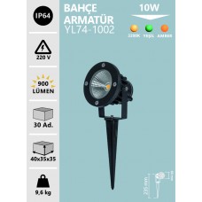 10W LED BAHÇE ARMATÜRÜ GÜN IŞIĞI YEŞİL AMBER